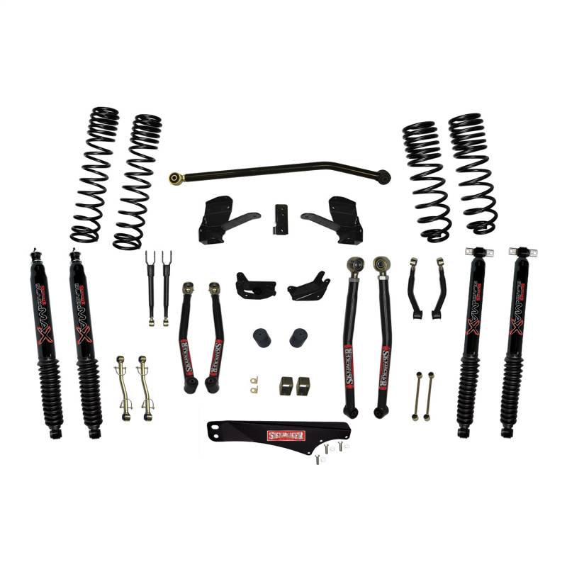 Skyjacker - Skyjacker 4 Inch Dual Rate Long Travel Long Arm Suspension Lift Kit/Black MAX Shocks JK40LKLT-SX-B