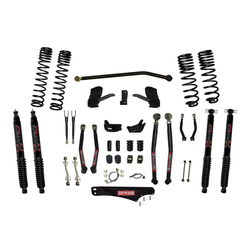 Skyjacker - Skyjacker 6 Inch Dual Rate Long Travel Long Arm Suspension Lift Kit/Black MAX Shocks JK60LKLT-SX-B