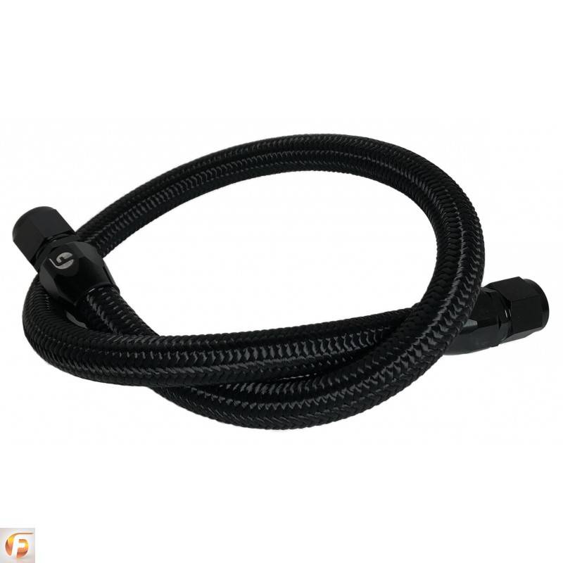 Fleece Performance - 39.50 Inch 12 Valve Cummins Coolant Bypass Hose Black Nylon Braided Fleece Performance - FPE-CLNTBYPS-HS-12V-BLK