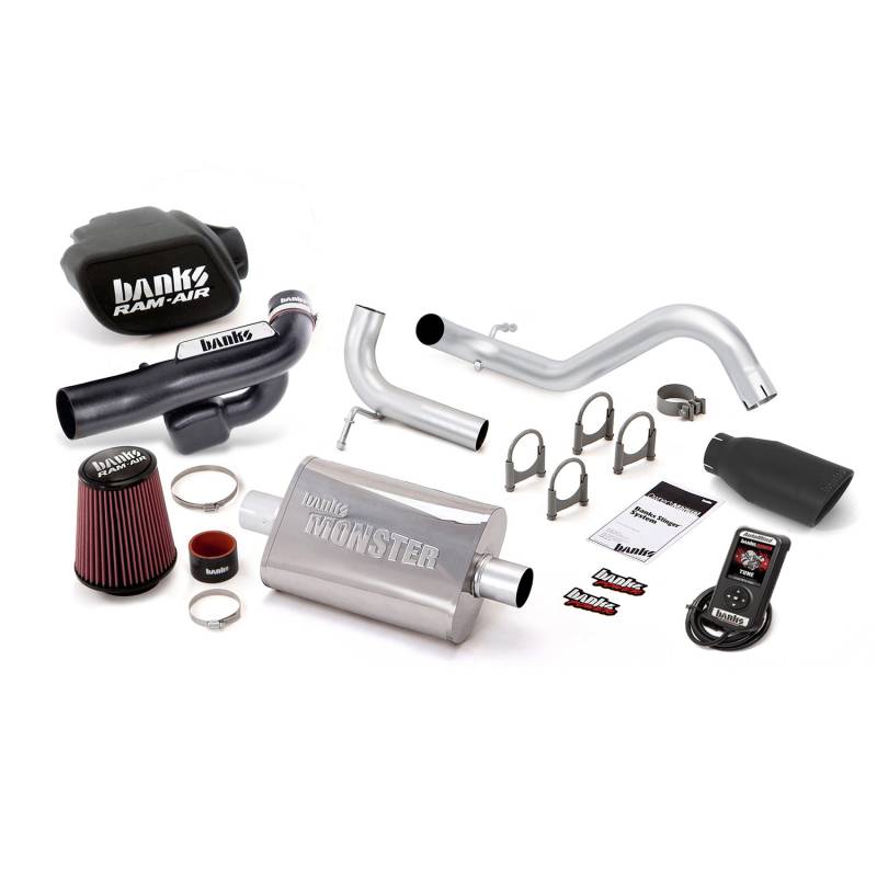 Banks Power - Stinger Bundle Power System W/AutoMind Single Exit Exhaust Black Tip 12-14 Jeep 3.6L Wrangler All 2 Door Banks Power