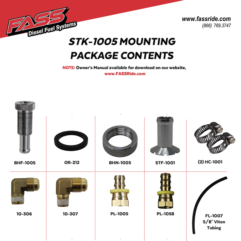 FASS - FASS Fuel Systems Diesel Fuel Bulkhead And Viton Suction Tube Kit (STK-1005) FASS - STK-1005