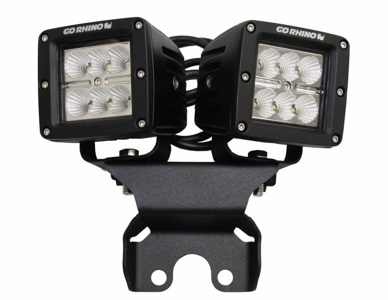 Go Rhino - Go Rhino Rear Hard Top Light Mount for Jeep JL/JT - Fits two 3" LED Cube Lights 599502T