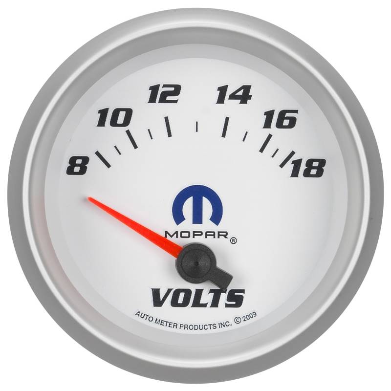 AutoMeter - AutoMeter GAUGE, VOLTMETER, 2 5/8" , 18V, ELECTRIC, WHITE, MOPAR 880252