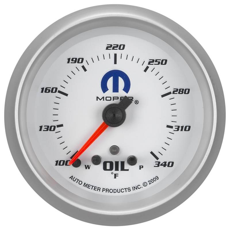 AutoMeter - AutoMeter GAUGE,OIL TEMP,2 5/8",340 Degrees F,STEPPER MOTOR W/ PEAK & WARN,WHITE,MOPAR 880251