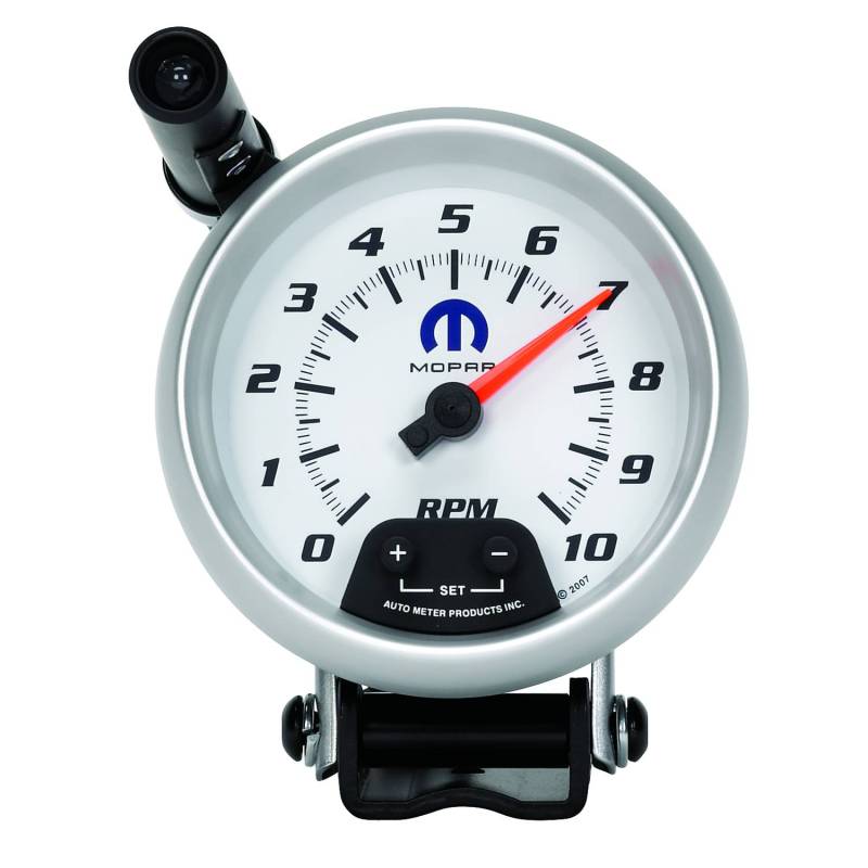 AutoMeter - AutoMeter GAUGE, TACHOMETER, 3 3/4" , 10K RPM, PEDESTAL W/ EXT. QUICK-LITE, WHITE, MOPAR 880037