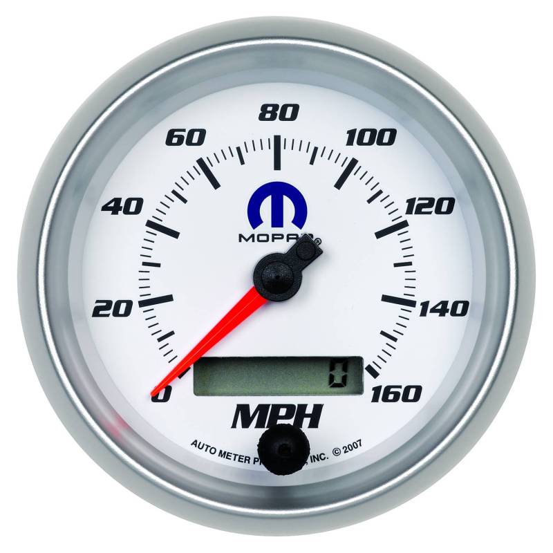 AutoMeter - AutoMeter GAUGE, SPEEDOMETER, 3 3/8" , 160MPH, ELEC. PROGRAMMABLE, WHITE, MOPAR 880036