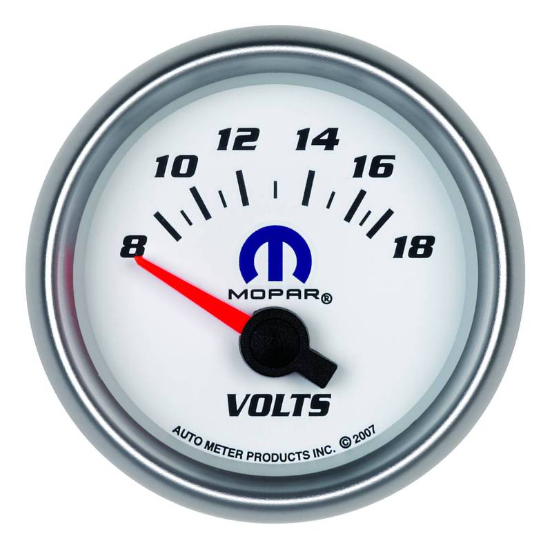 AutoMeter - AutoMeter GAUGE, VOLTMETER, 2 1/16" , 18V, ELECTRIC, WHITE, MOPAR 880035