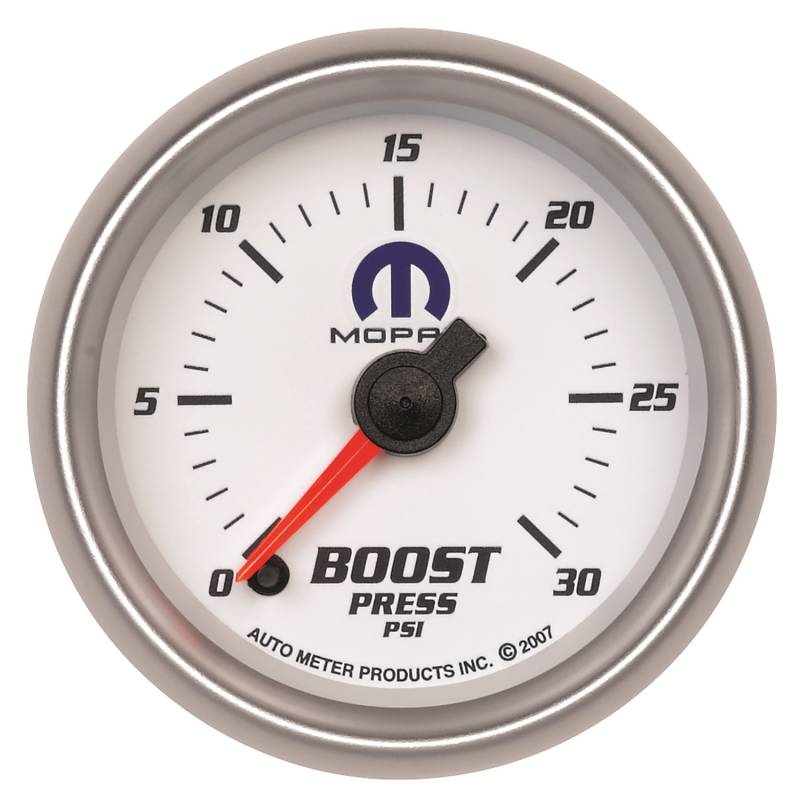 AutoMeter - AutoMeter GAUGE, BOOST, 2 1/16" , 30PSI, DIGITAL STEPPER MOTOR, WHITE, MOPAR 880034