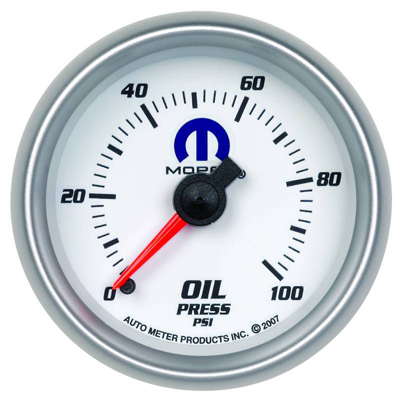 AutoMeter - AutoMeter GAUGE, OIL PRESSURE, 2 1/16" , 100PSI, MECHANICAL, WHITE, MOPAR 880028