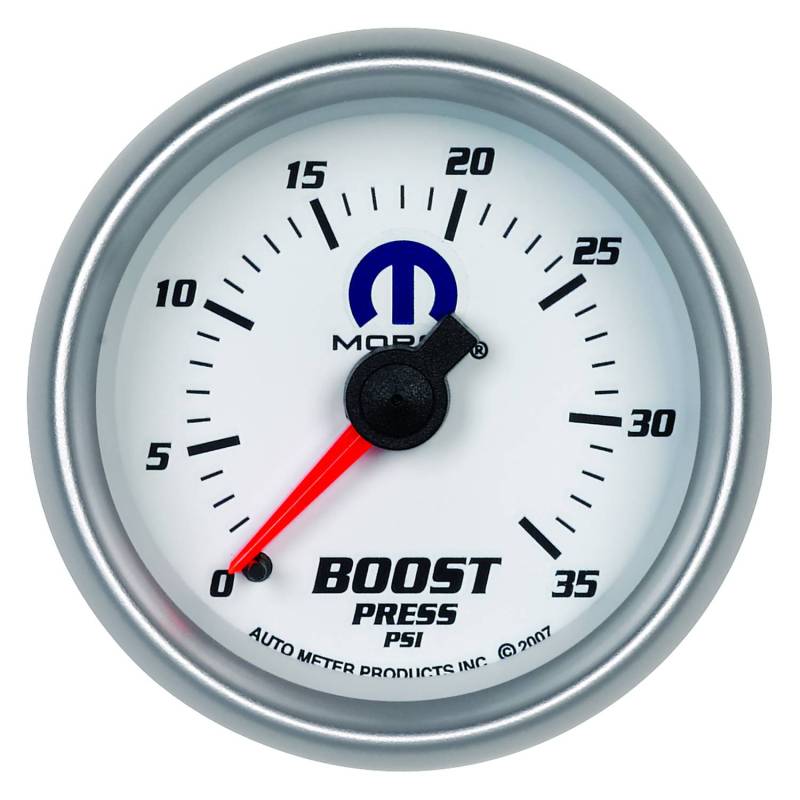 AutoMeter - AutoMeter GAUGE, BOOST, 2 1/16" , 35PSI, MECHANICAL, WHITE, MOPAR 880025