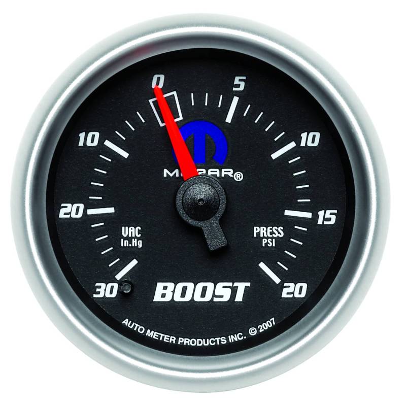 AutoMeter - AutoMeter GAUGE, VAC/BOOST, 2 1/16" , 30INHG-20PSI, MECHANICAL, BLACK, MOPAR 880012