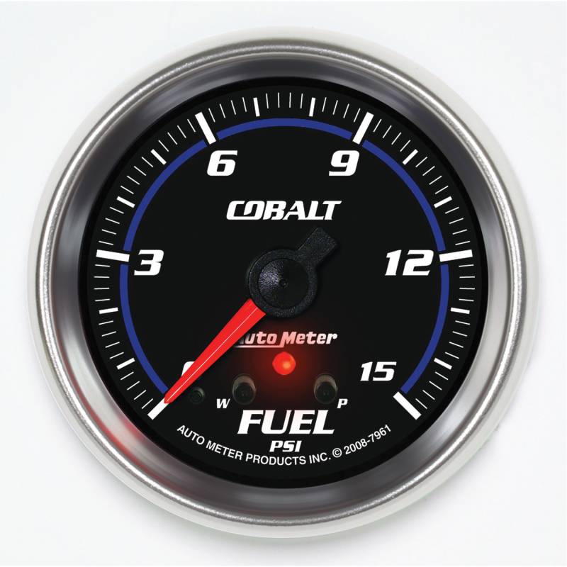 AutoMeter - AutoMeter GAUGE, FUEL PRESS, 2 5/8" , 15PSI, STEPPER MOTOR W/ PEAK & WARN, COBALT 7961