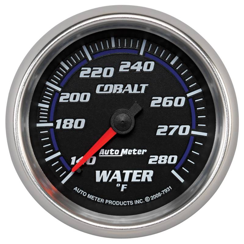 AutoMeter - AutoMeter GAUGE, WATER TEMP, 2 5/8" , 140-280 Degrees F, MECHANICAL, COBALT 7931