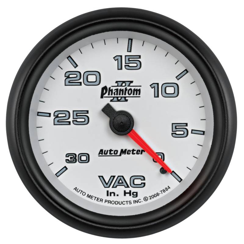 AutoMeter - AutoMeter GAUGE, VACUUM, 2 5/8" , 30INHG, MECHANICAL, PHANTOM II 7884