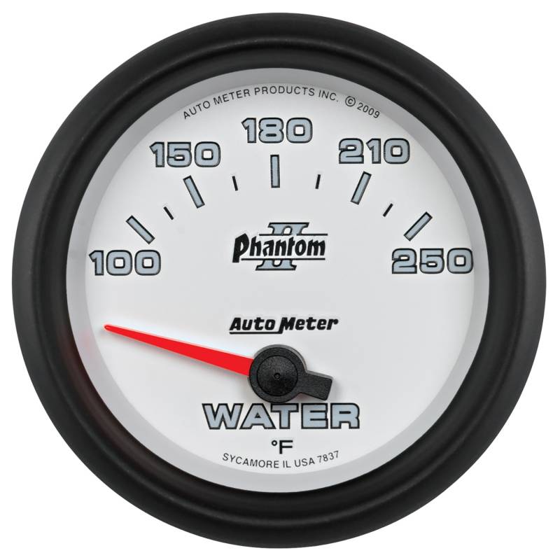 AutoMeter - AutoMeter GAUGE, WATER TEMP, 2 5/8" , 100-250 Degrees F, ELECTRIC, PHANTOM II 7837