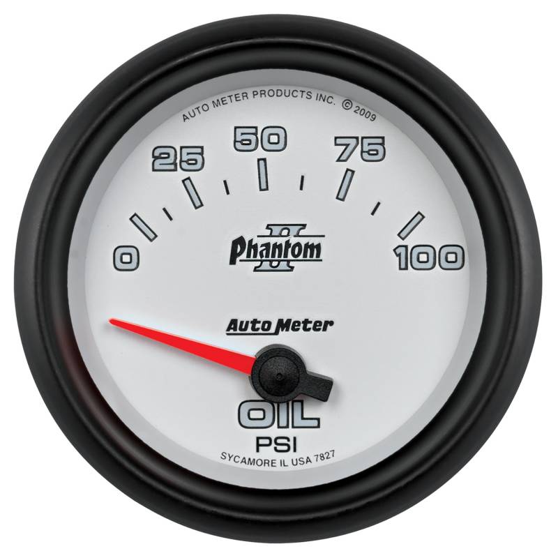 AutoMeter - AutoMeter GAUGE, OIL PRESSURE, 2 5/8" , 100PSI, ELECTRIC, PHANTOM II 7827