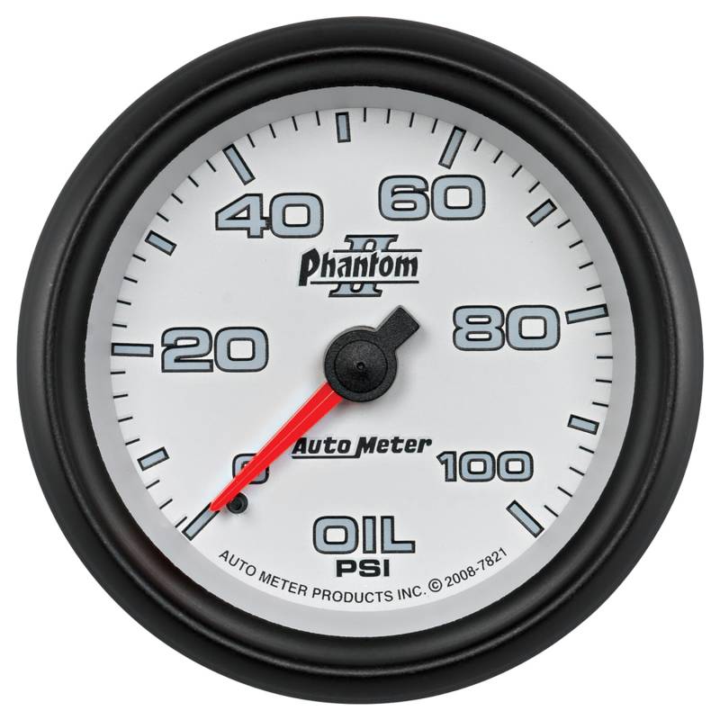 AutoMeter - AutoMeter GAUGE, OIL PRESSURE, 2 5/8" , 100PSI, MECHANICAL, PHANTOM II 7821