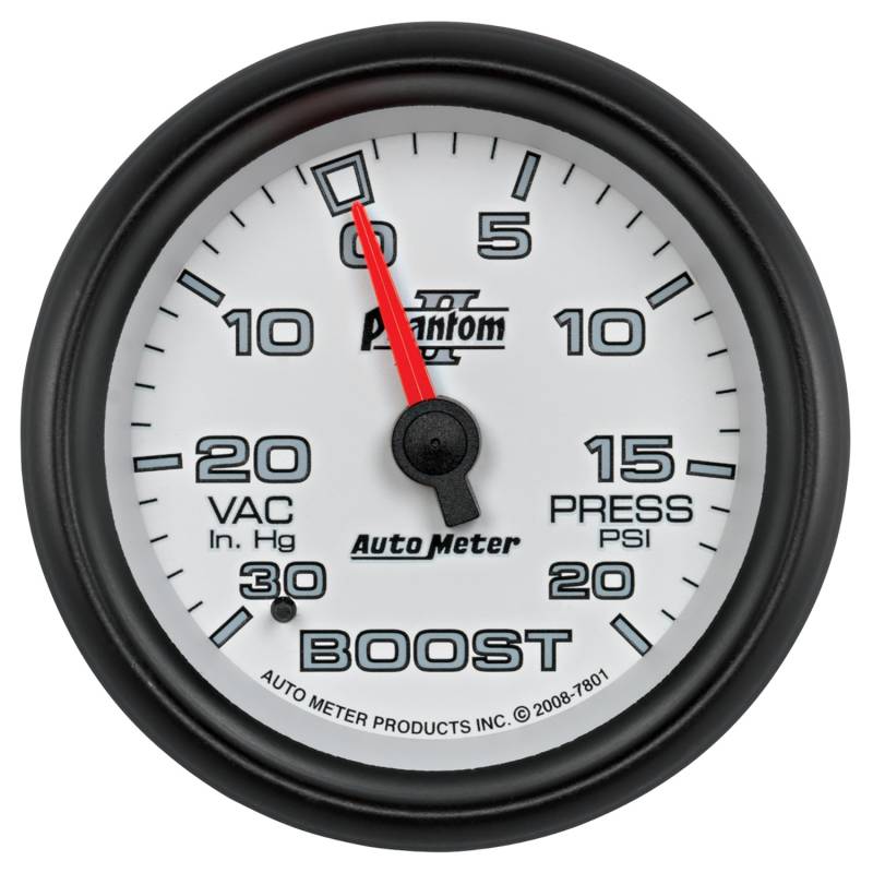 AutoMeter - AutoMeter GAUGE, VAC/BOOST, 2 5/8" , 30INHG-20PSI, MECHANICAL, PHANTOM II 7801