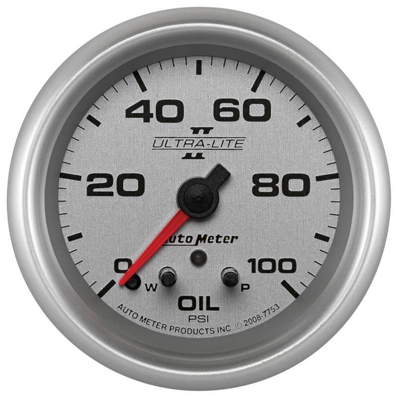 AutoMeter - AutoMeter GAUGE, OIL PRESS, 2 5/8" , 100PSI, STEPPER MOTOR W/ PEAK & WARN, ULTRA-LITE II 7753