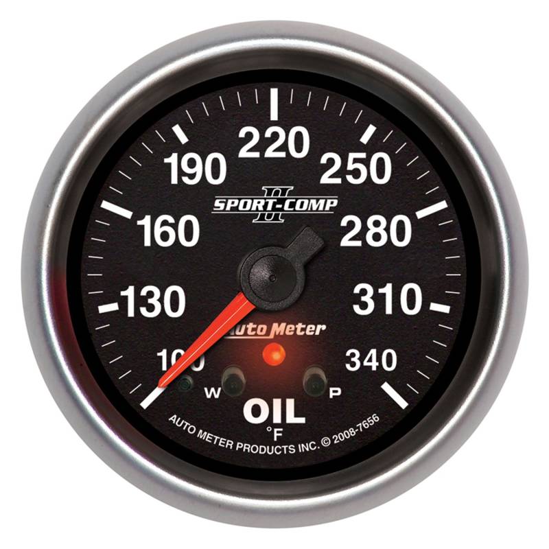 AutoMeter - AutoMeter GAUGE,OIL TEMP,2 5/8",340 Degrees F,STEPPER MOTOR W/ PEAK & WARN,SPORT-COMP II 7656