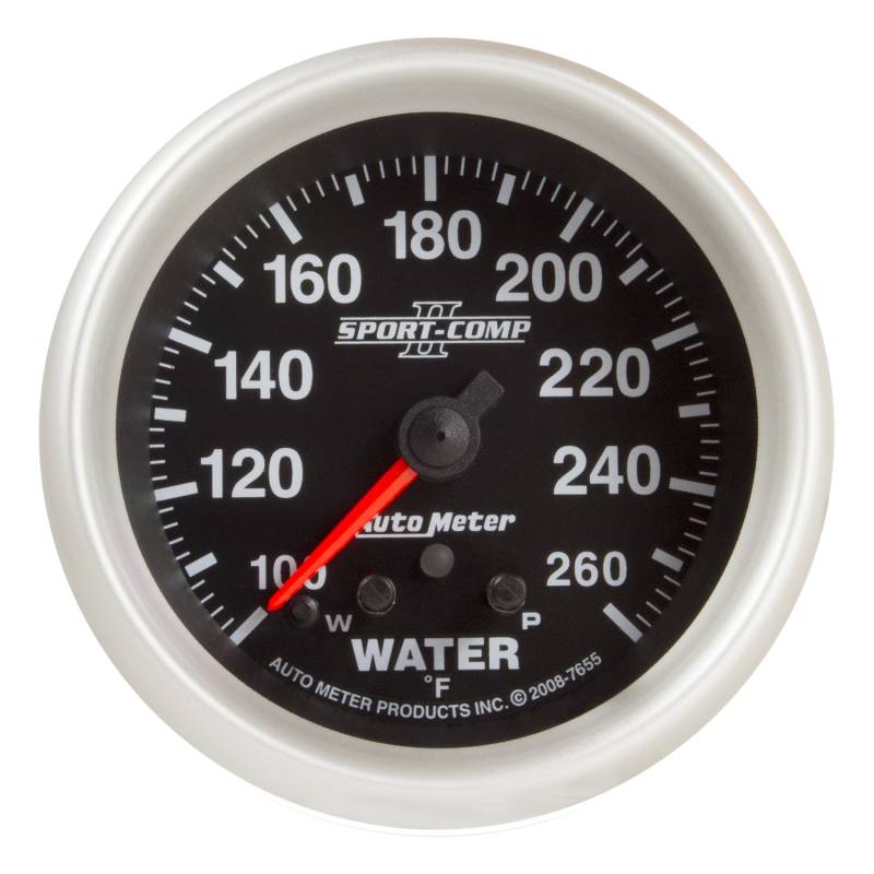 AutoMeter - AutoMeter GAUGE,WATER TEMP,2 5/8",260 Degrees F,STEPPER MOTOR W/ PEAK & WARN,SPORT-COMP II 7655