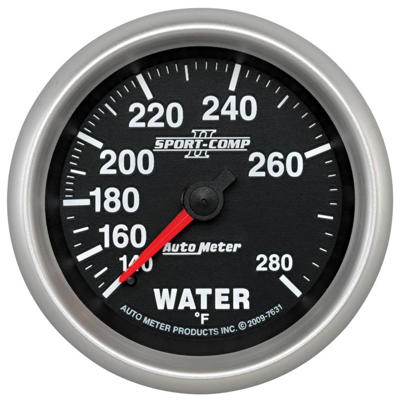 AutoMeter - AutoMeter GAUGE, WATER TEMP, 2 5/8" , 140-280 Degrees F, MECHANICAL, SPORT-COMP II 7631