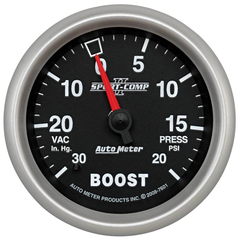 AutoMeter - AutoMeter GAUGE, VAC/BOOST, 2 5/8" , 30INHG-20PSI, MECHANICAL, SPORT-COMP II 7601