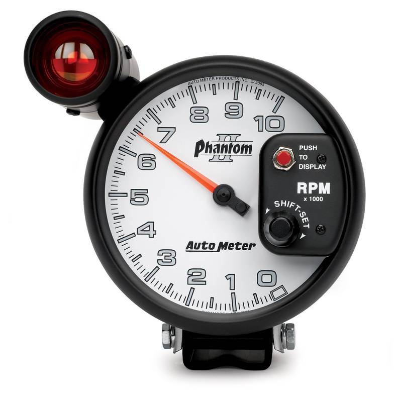 AutoMeter - AutoMeter GAUGE, TACHOMETER, 5" , 10K RPM, PEDESTAL W/ EXT. SHIFT-LITE, PHANTOM II 7599