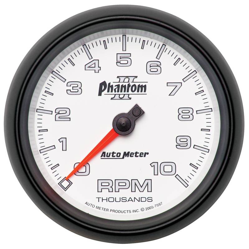 AutoMeter - AutoMeter GAUGE, TACHOMETER, 3 3/8" , 10K RPM, IN-DASH, PHANTOM II 7597