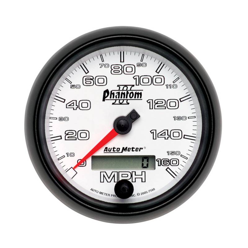 AutoMeter - AutoMeter GAUGE, SPEEDOMETER, 3 3/8" , 160MPH, ELEC. PROGRAMMABLE, PHANTOM II 7588