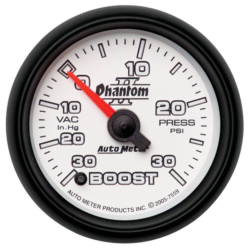 AutoMeter - AutoMeter GAUGE, VAC/BOOST, 2 1/16" , 30INHG-30PSI, DIGITAL STEPPER MOTOR, PHANTOM II 7559