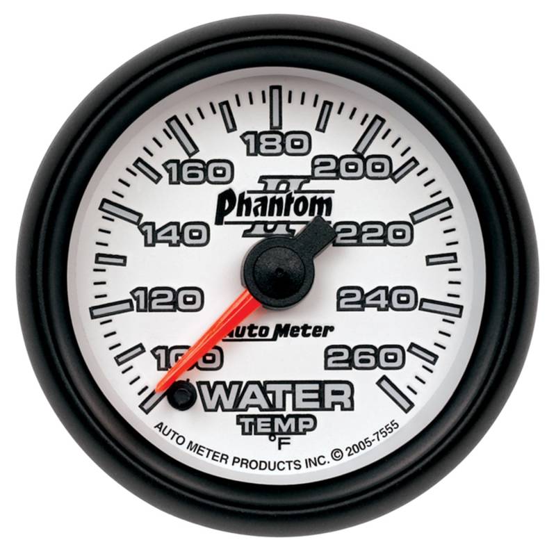 AutoMeter - AutoMeter GAUGE, WATER TEMP, 2 1/16", 100-260 Degrees F, DIGITAL STEPPER MOTOR, PHANTOM II 7555