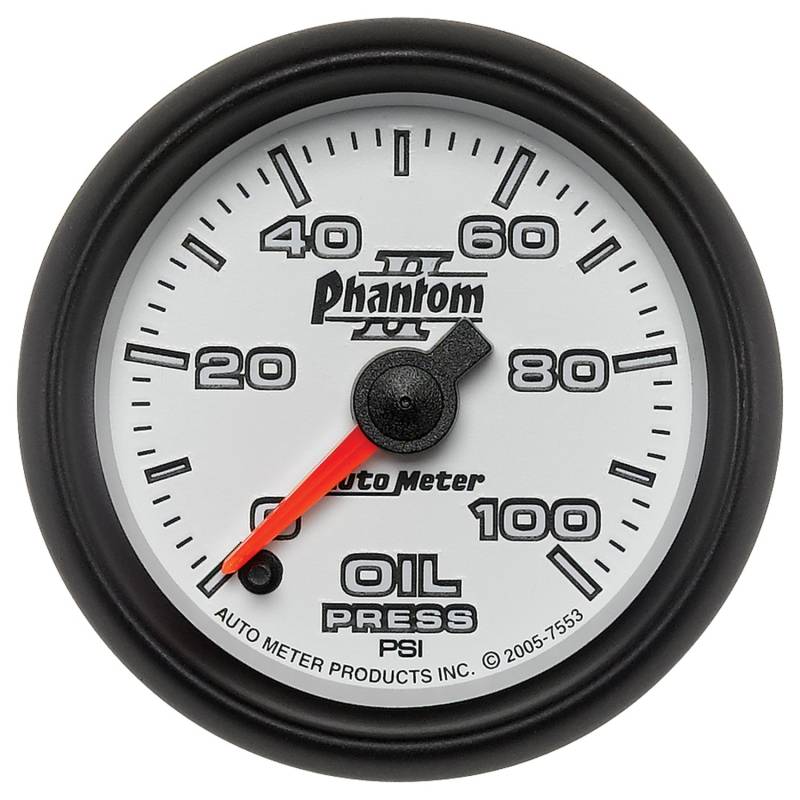 AutoMeter - AutoMeter GAUGE, OIL PRESSURE, 2 1/16" , 100PSI, DIGITAL STEPPER MOTOR, PHANTOM II 7553