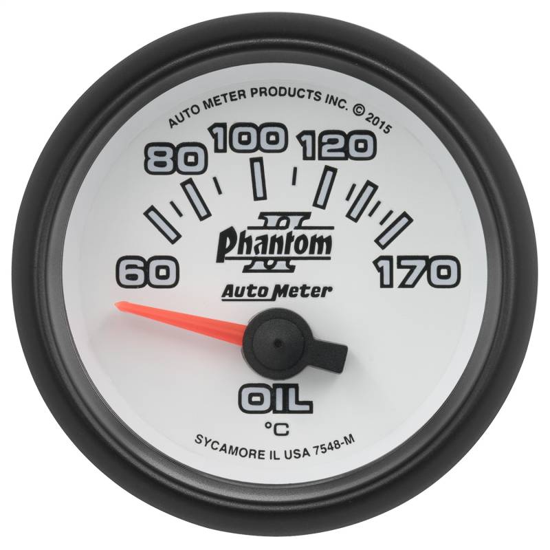 AutoMeter - AutoMeter GAUGE, OIL TEMP, 2 1/16" , 60-170 Degrees F, ELECTRIC, PHANTOM II 7548-M