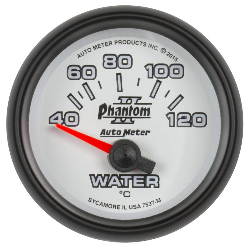 AutoMeter - AutoMeter GAUGE, WATER TEMP, 2 1/16" , 40-120 Degrees C, ELECTRIC, PHANTOM II 7537-M