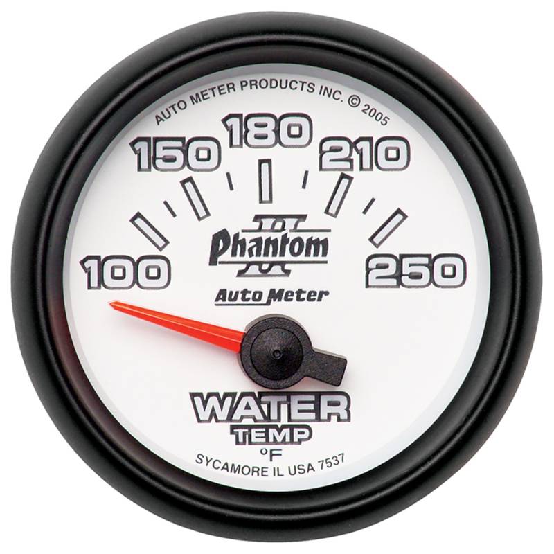 AutoMeter - AutoMeter GAUGE, WATER TEMP, 2 1/16" , 100-250 Degrees F, ELECTRIC, PHANTOM II 7537