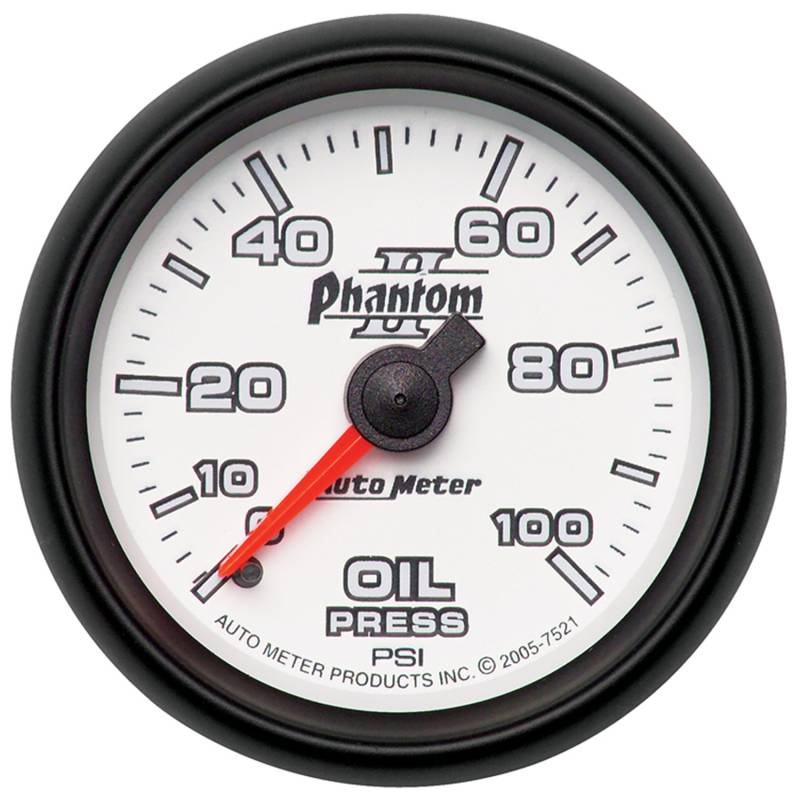 AutoMeter - AutoMeter GAUGE, OIL PRESSURE, 2 1/16" , 100PSI, MECHANICAL, PHANTOM II 7521