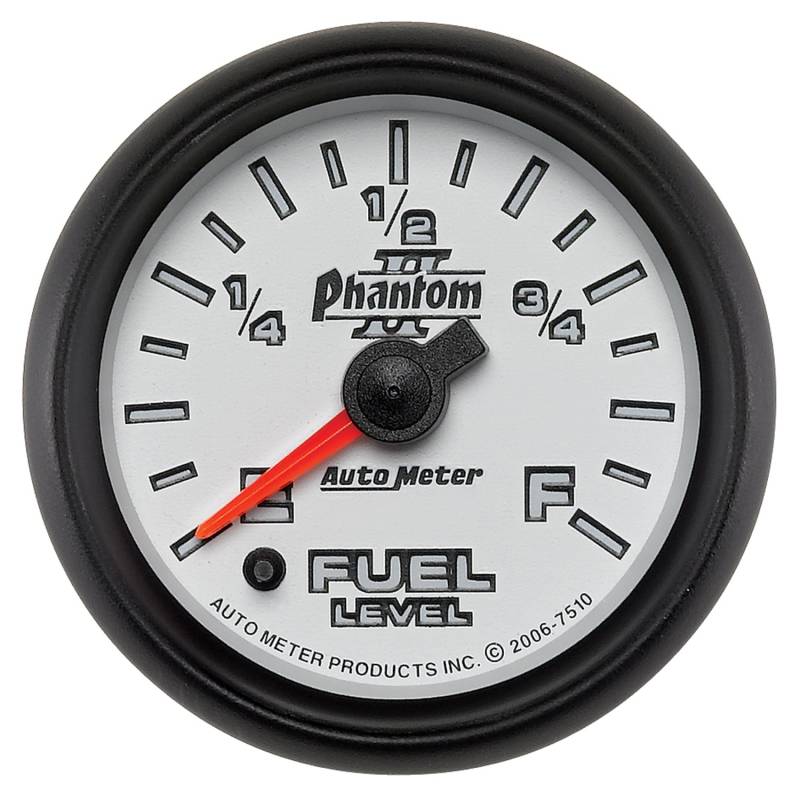 AutoMeter - AutoMeter GAUGE, FUEL LEVEL, 2 1/16" , 0-280O PROGRAMMABLE, PHANTOM II 7510