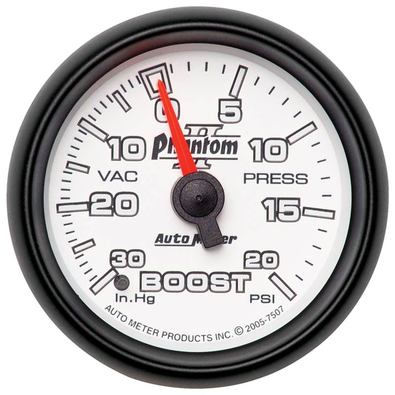 AutoMeter - AutoMeter GAUGE, VAC/BOOST, 2 1/16" , 30INHG-20PSI, MECHANICAL, PHANTOM II 7507