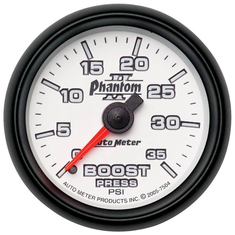 AutoMeter - AutoMeter GAUGE, BOOST, 2 1/16" , 35PSI, MECHANICAL, PHANTOM II 7504