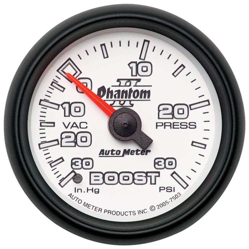 AutoMeter - AutoMeter GAUGE, VAC/BOOST, 2 1/16" , 30INHG-30PSI, MECHANICAL, PHANTOM II 7503