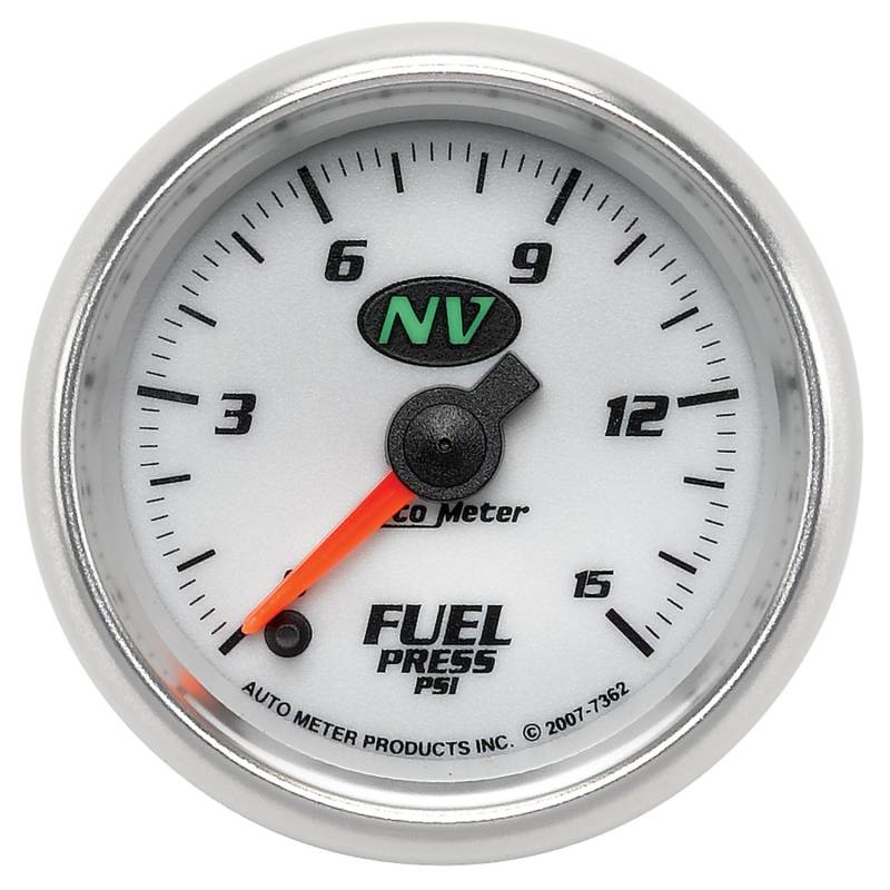 AutoMeter - AutoMeter GAUGE, FUEL PRESSURE, 2 1/16" , 15PSI, DIGITAL STEPPER MOTOR, NV 7362