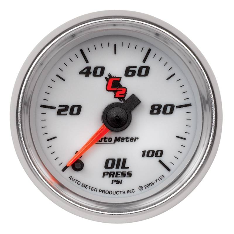 AutoMeter - AutoMeter GAUGE, OIL PRESSURE, 2 1/16" , 100PSI, DIGITAL STEPPER MOTOR, C2 7153