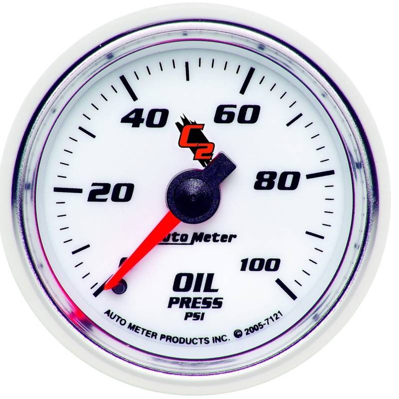 AutoMeter - AutoMeter GAUGE, OIL PRESSURE, 2 1/16" , 100PSI, MECHANICAL, C2 7121