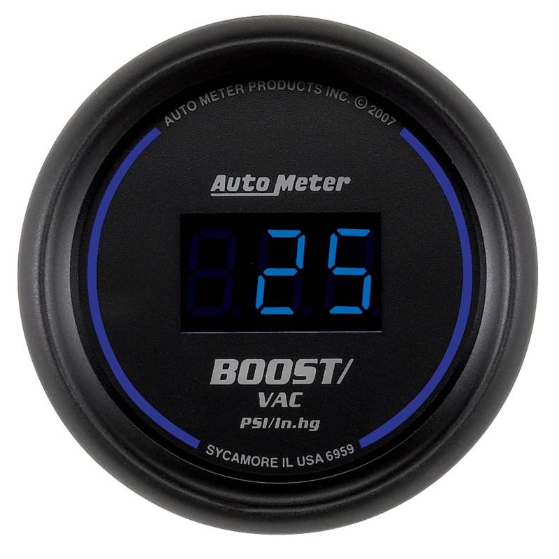 AutoMeter - AutoMeter GAUGE, VAC/BOOST, 2 1/16" , 30INHG-30PSI, DIGITAL, BLACK DIAL W/ BLUE LED 6959