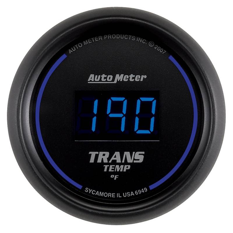 AutoMeter - AutoMeter GAUGE, TRANS TEMP, 2 1/16" , 340 Degrees F, DIGITAL, BLACK DIAL W/ BLUE LED 6949