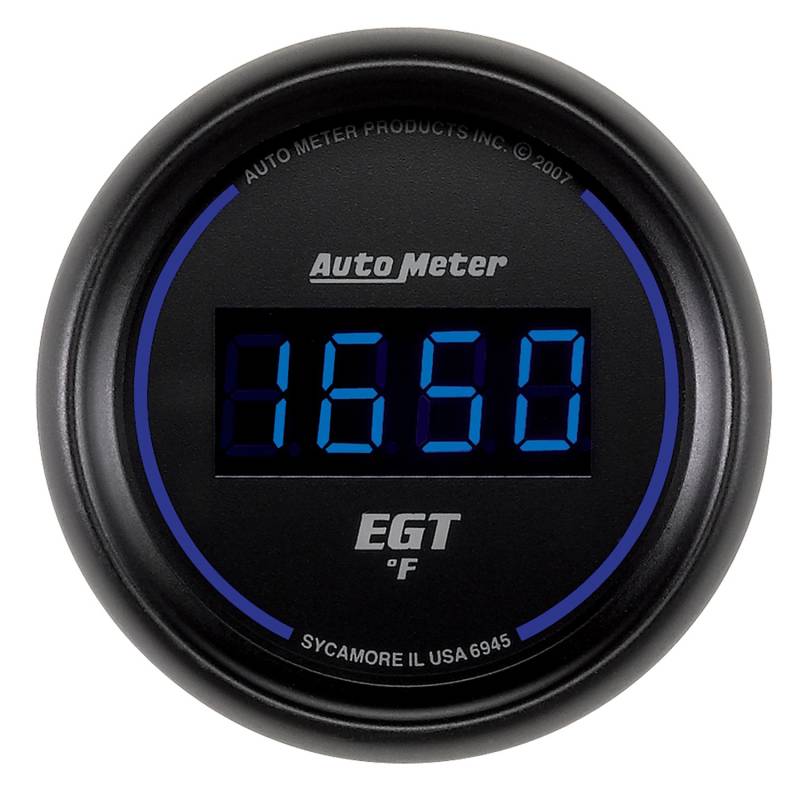 AutoMeter - AutoMeter GAUGE, PYROMETER (EGT), 2 1/16", 1600 Degrees F, DIGITAL, BLACK DIAL W/ BLUE LED 6945