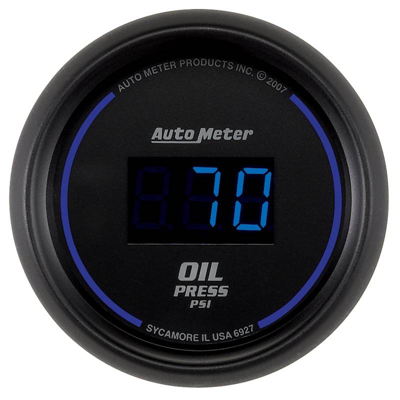 AutoMeter - AutoMeter GAUGE, OIL PRESSURE, 2 1/16" , 100PSI, DIGITAL, BLACK DIAL W/ BLUE LED 6927