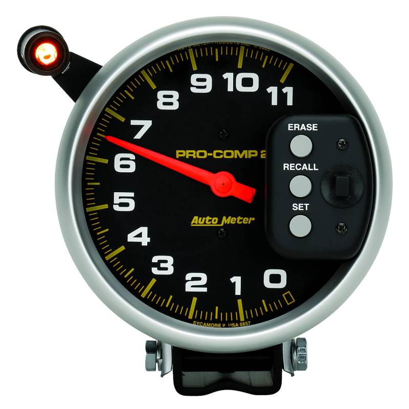 AutoMeter - AutoMeter GAUGE, TACH, 5" , 11K RPM, PEDESTAL W/ QUICK LITE & PEAK MEMORY, PRO-COMP 6857