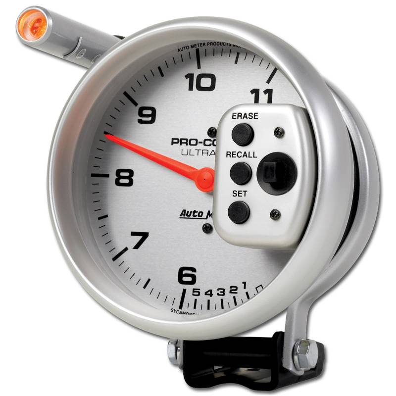 AutoMeter - AutoMeter GAUGE, TACH, 5" , 11K RPM, PEDESTAL W/ QUICK LITE, DUAL RANGE W/PEAK MEMORY, UL 6855